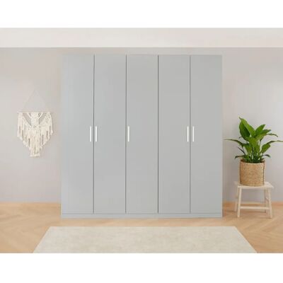 Rauch Koluna Kleiderschrank - Seidengrau, 5 Türen, Verstellbare Regale Rauch Koluna Kleiderschrank - Seidengrau, 5 Türen, Verstellbare Regale