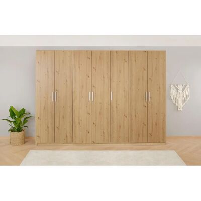 Rauch Koluna Kleiderschrank - 7 Türen, Verstellbare Einlegeböden, Eiche Artisan Rauch Koluna Kleiderschrank - 7 Türen, Verstellbare Einlegeböden, Eiche Artisan