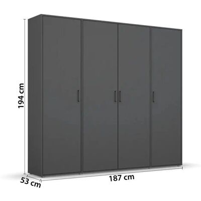 RAUCH Voyager Kleiderschrank - 4 Türen, 4 Fachböden, Metallstange - Schrank RAUCH Voyager Kleiderschrank - 4 Türen, 4 Fachböden, Metallstange - Schrank