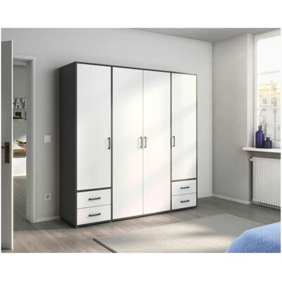 RAUCH Voyager Kleiderschrank - 4 Türen, 7 Böden, Grau (graumetallic, alpinweiß) - Schrank RAUCH Voyager Kleiderschrank - 4 Türen, 7 Böden, Grau (graumetallic, alpinweiß) - Schrank