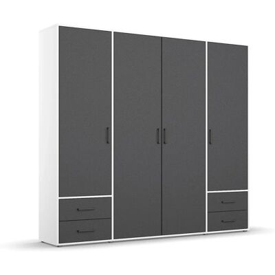 RAUCH Voyager Drehtürenschrank - 4-türig, verstellbare Regale, Weiß/Graumetallic RAUCH Voyager Drehtürenschrank - 4-türig, verstellbare Regale, Weiß/Graumetallic