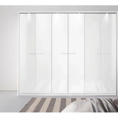 Rauch Oteli Schrank - 6 Türen, LED-Beleuchtung, Hochglanzweiß - Schrank Rauch Oteli Schrank - 6 Türen, LED-Beleuchtung, Hochglanzweiß - Schrank