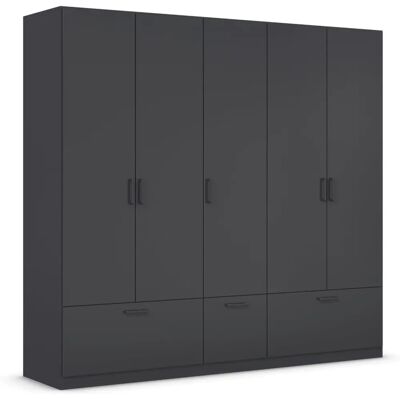 RAUCH Bari Drehtürenschrank - 225x210x54cm, Grau, mit Schubladen und Metallgriffen RAUCH Bari Drehtürenschrank - 225x210x54cm, Grau, mit Schubladen und Metallgriffen