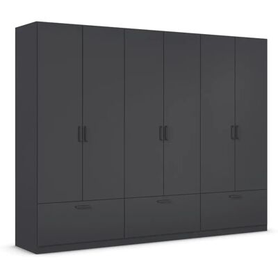 Rauch BLUE Bari Kleiderschrank - 6-türig, Grau, 270x210x54cm Rauch BLUE Bari Kleiderschrank - 6-türig, Grau, 270x210x54cm