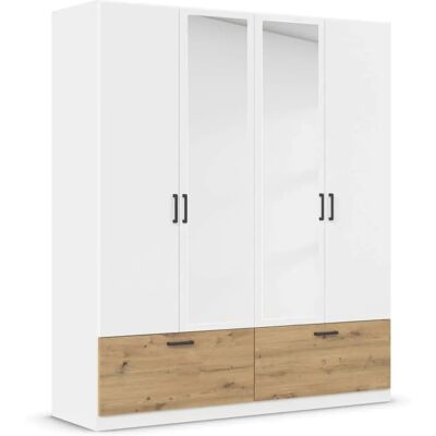RAUCH Bari Kleiderschrank - 4-türig, Spiegel, Verstellbare Böden RAUCH Bari Kleiderschrank - 4-türig, Spiegel, Verstellbare Böden