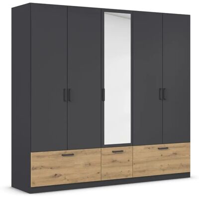 Rauch Bari Kleiderschrank - 5-Türen mit Spiegel & Schubladen Rauch Bari Kleiderschrank - 5-Türen mit Spiegel & Schubladen