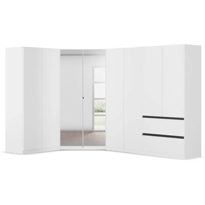 Rauch Costa Kleiderschrank-Set - Weiß & Grau Metallgriffe Rauch Costa Kleiderschrank-Set - Weiß & Grau Metallgriffe