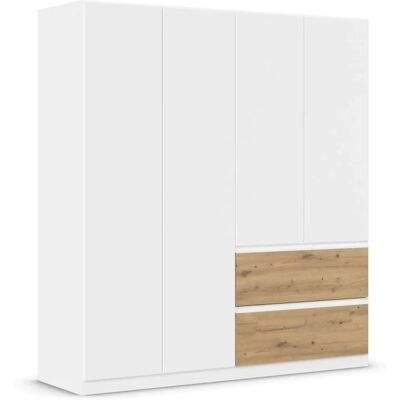 Rauch Costa Kleiderschrank - 4-türig, Weiß & Eiche Artisan, 181x197cm Rauch Costa Kleiderschrank - 4-türig, Weiß & Eiche Artisan, 181x197cm