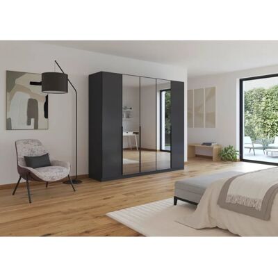 Sconto Skyla Grau Kleiderschrank - 226x210cm Stauraum mit Spiegel Sconto Skyla Grau Kleiderschrank - 226x210cm Stauraum mit Spiegel