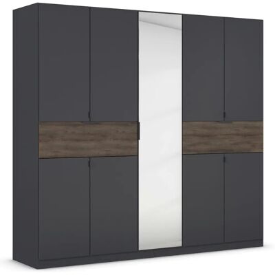 rauch Ticao Kleiderschrank - 9 Türen, 2 Schubladen - Grau Metallic/Atlantic Oak rauch Ticao Kleiderschrank - 9 Türen, 2 Schubladen - Grau Metallic/Atlantic Oak