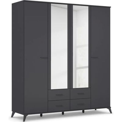 Rauch Lucena Kleiderschrank - 4-türig, grau, 185x203x54cm Rauch Lucena Kleiderschrank - 4-türig, grau, 185x203x54cm