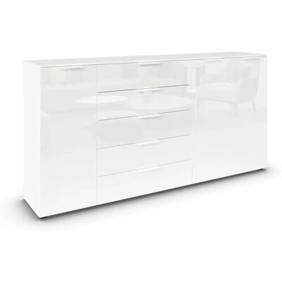 RAUCH Flipp Sideboard - 3 Türen, 5 Schubladen, Alpinweiß/Glas Kristallweiß RAUCH Flipp Sideboard - 3 Türen, 5 Schubladen, Alpinweiß/Glas Kristallweiß