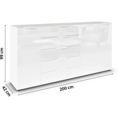 RAUCH Flipp Sideboard - 3-türig, 5 Schubladen, 200cm RAUCH Flipp Sideboard - 3-türig, 5 Schubladen, 200cm