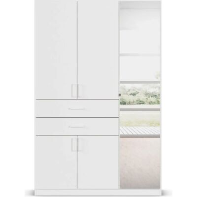 Rauch Maika Kleiderschrank - Weiß, 5-türig, Spiegel, 210cm hoch Rauch Maika Kleiderschrank - Weiß, 5-türig, Spiegel, 210cm hoch