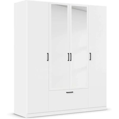 Rauch Bari Kleiderschrank - Weiß mit Spiegel & 4 Türen Rauch Bari Kleiderschrank - Weiß mit Spiegel & 4 Türen