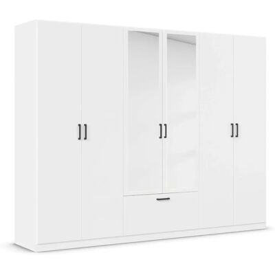 Rauch Bari Kleiderschrank - 6-türig, Spiegel, Weiß - 270cm x 54cm x 210cm Rauch Bari Kleiderschrank - 6-türig, Spiegel, Weiß - 270cm x 54cm x 210cm