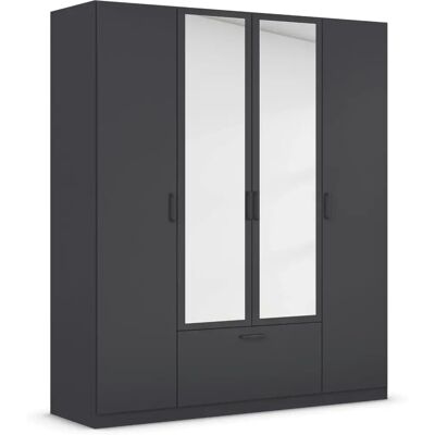 Rauch Bari Kleiderschrank - 4-Tür Spiegel, Grau Rauch Bari Kleiderschrank - 4-Tür Spiegel, Grau