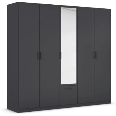 Rauch Bari Kleiderschrank mit Spiegel - Grau Metallic - 225x210x54cm Rauch Bari Kleiderschrank mit Spiegel - Grau Metallic - 225x210x54cm