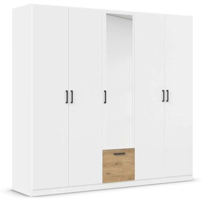 RAUCH Bari Drehtürenschrank - 5-türig mit Spiegel - Weiß & Eiche RAUCH Bari Drehtürenschrank - 5-türig mit Spiegel - Weiß & Eiche