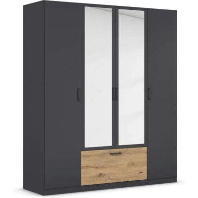 RAUCH Bari Drehtürenschrank - Grau (metallisch, Eiche) mit Spiegel RAUCH Bari Drehtürenschrank - Grau (metallisch, Eiche) mit Spiegel