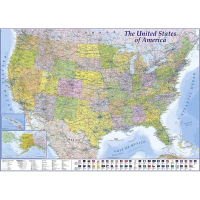 Poster XXL USA mappa di alto livello - Mappa gigante dell'America con tutti gli stati 55' x 39" Poster XXL USA mappa di alto livello - Mappa gigante dell'America con tutti gli stati 55' x 39"