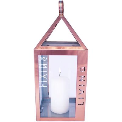 Lanterna a candela Andas Living - Forma di casa in metallo e vetro - 14x34x14 cm Lanterna a candela Andas Living - Forma di casa in metallo e vetro - 14x34x14 cm