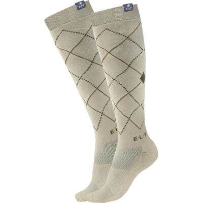 ELT Argyle Ridesokker - Beige Grey - Atmungsaktive, moderne karosocken - Socken ELT Argyle Ridesokker - Beige Grey - Atmungsaktive, moderne karosocken - Socken