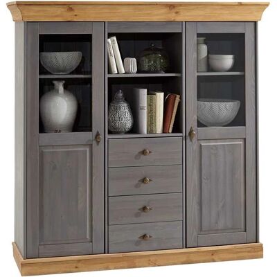 Pharao24 - Kiefer Highboard 143x145x45 - Grau - Kiefer - Highboard Pharao24 - Kiefer Highboard 143x145x45 - Grau - Kiefer - Highboard