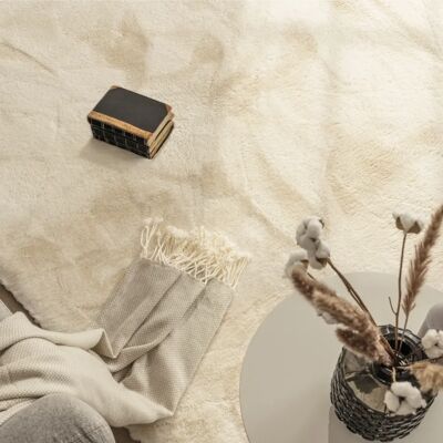 TEPPICH.DE - Fellteppich Fluffy Deluxe - crème - 120 cm - Rug - Publicité TEPPICH.DE - Fellteppich Fluffy Deluxe - crème - 120 cm - Rug - Publicité