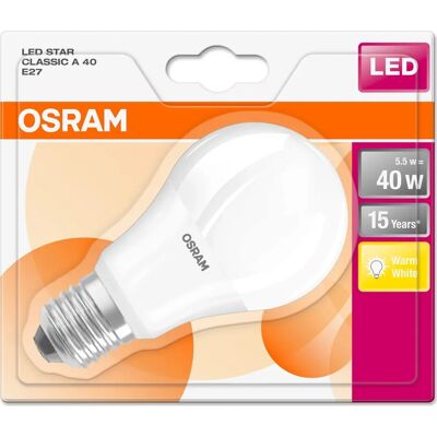 Osram A60 E27 Bombilla LED 40W - Luz LED - Blanco Cálido - Bombilla LED Osram A60 E27 Bombilla LED 40W - Luz LED - Blanco Cálido - Bombilla LED