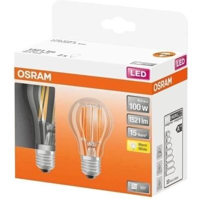 Confezione da 2 lampadine LED Osram E27 11W Bianco Caldo Confezione da 2 lampadine LED Osram E27 11W Bianco Caldo