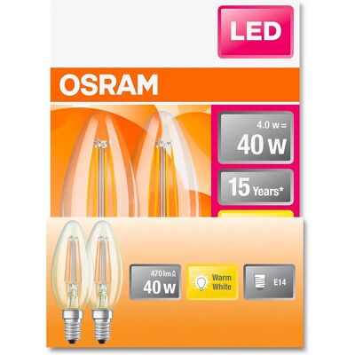 Osram LED Star CL B FIL 4-40W/827 E14 470lm clair non dimmable 2-pack - Publicité Osram LED Star CL B FIL 4-40W/827 E14 470lm clair non dimmable 2-pack - Publicité