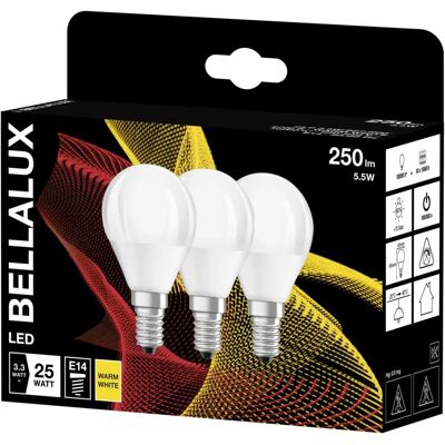 BELLALUX Lampe LED - E14 Blanc Chaud Dépolie Forme Goutte - 25W Remplacement - Pack Double BELLALUX Lampe LED - E14 Blanc Chaud Dépolie Forme Goutte - 25W Remplacement - Pack Double