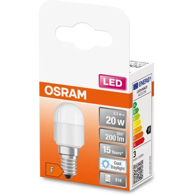 Bombilla LED Osram T26 - Luz diurna fría - 200 lúmenes - E14 - 20W eq. Bombilla LED Osram T26 - Luz diurna fría - 200 lúmenes - E14 - 20W eq.