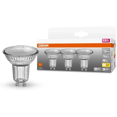 Lot de 3 ampoules LED OSRAM - Blanc chaud, GU10, 2,6W, 230lm - Publicité Lot de 3 ampoules LED OSRAM - Blanc chaud, GU10, 2,6W, 230lm - Publicité