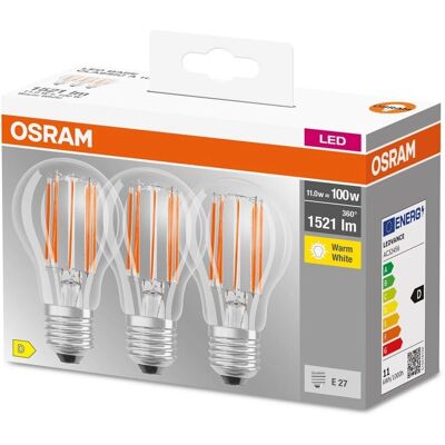 Lâmpada LED Branca Quente Osram E27 - Kit com 3 Lâmpada LED Branca Quente Osram E27 - Kit com 3