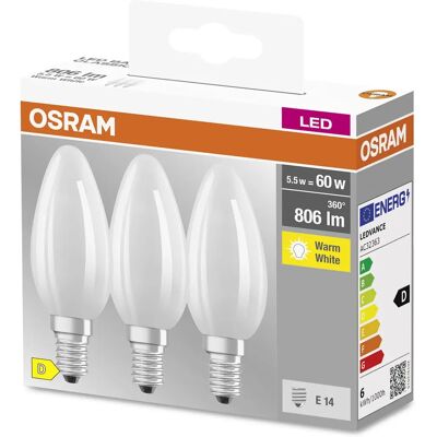 Lâmpada LED de filamento branca quente Osram E14 - Iluminação geral Lâmpada LED de filamento branca quente Osram E14 - Iluminação geral