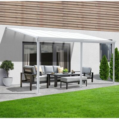 Home Deluxe 495x303x226/278cm Cubierta de terraza de policarbonato blanca Home Deluxe 495x303x226/278cm Cubierta de terraza de policarbonato blanca