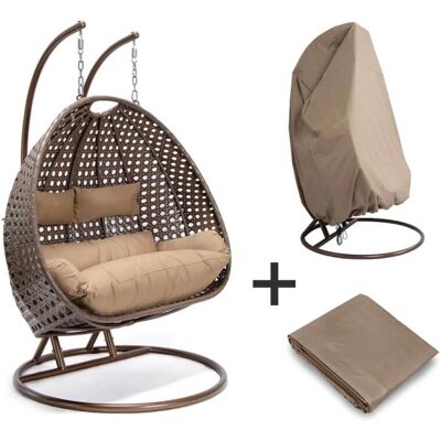 Home Deluxe - Silla Colgante de Poliratán - Incluye Funda para Lluvia Home Deluxe - Silla Colgante de Poliratán - Incluye Funda para Lluvia