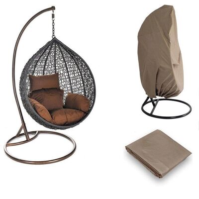 Home Deluxe Sedia sospesa Cielo grigia con copertura antipioggia Home Deluxe Sedia sospesa Cielo grigia con copertura antipioggia