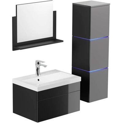 Juego completo de muebles de baño Wangerooge negro - Muebles de baño Juego completo de muebles de baño Wangerooge negro - Muebles de baño