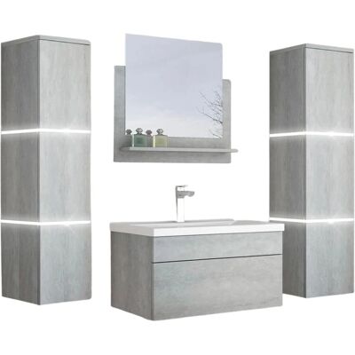 Conjunto completo de muebles de baño Wangerooge Big Gris - Muebles de baño Conjunto completo de muebles de baño Wangerooge Big Gris - Muebles de baño