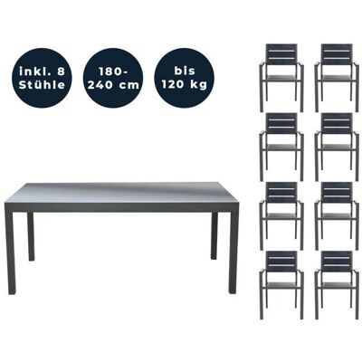 Tavolo da giardino estensibile Home Deluxe con 8 sedie Tavolo da giardino estensibile Home Deluxe con 8 sedie