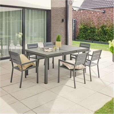 Conjunto de asientos de jardín Home Deluxe - Mesa extensible y 10 sillas - 11 piezas Conjunto de asientos de jardín Home Deluxe - Mesa extensible y 10 sillas - 11 piezas