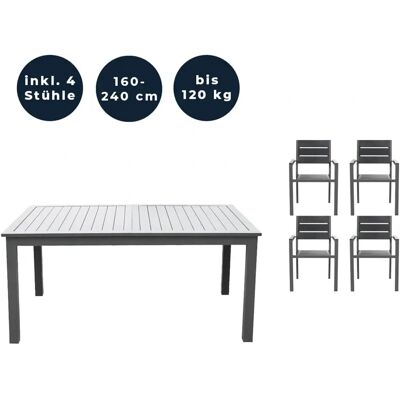 Set da Giardino Home Deluxe - Tavolo Estensibile e Sedie UV Resistente Set da Giardino Home Deluxe - Tavolo Estensibile e Sedie UV Resistente