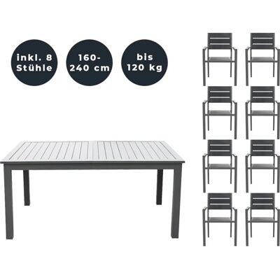 Mesa de Jardín Extensible Home Deluxe con 8 Sillas Mesa de Jardín Extensible Home Deluxe con 8 Sillas