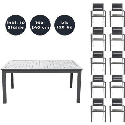 Home Deluxe - Juego de Mesa y Sillas de Jardín - Extensible, Aluminio, Diseño Moderno Home Deluxe - Juego de Mesa y Sillas de Jardín - Extensible, Aluminio, Diseño Moderno