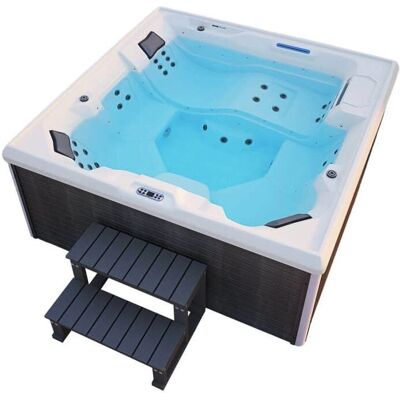 Jacuzzi esterno Home Deluxe con scala e copertura termica - 207x207cm per 5 persone Jacuzzi esterno Home Deluxe con scala e copertura termica - 207x207cm per 5 persone