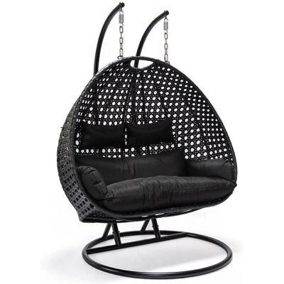 Home Deluxe TWIN Hängesessel - Wetterbeständiges Poly-Flachrattan, Schwarz Home Deluxe TWIN Hängesessel - Wetterbeständiges Poly-Flachrattan, Schwarz