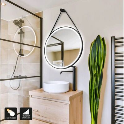 Espejo LED Redondo Home Deluxe - 80cm, Táctil, Negro Espejo LED Redondo Home Deluxe - 80cm, Táctil, Negro